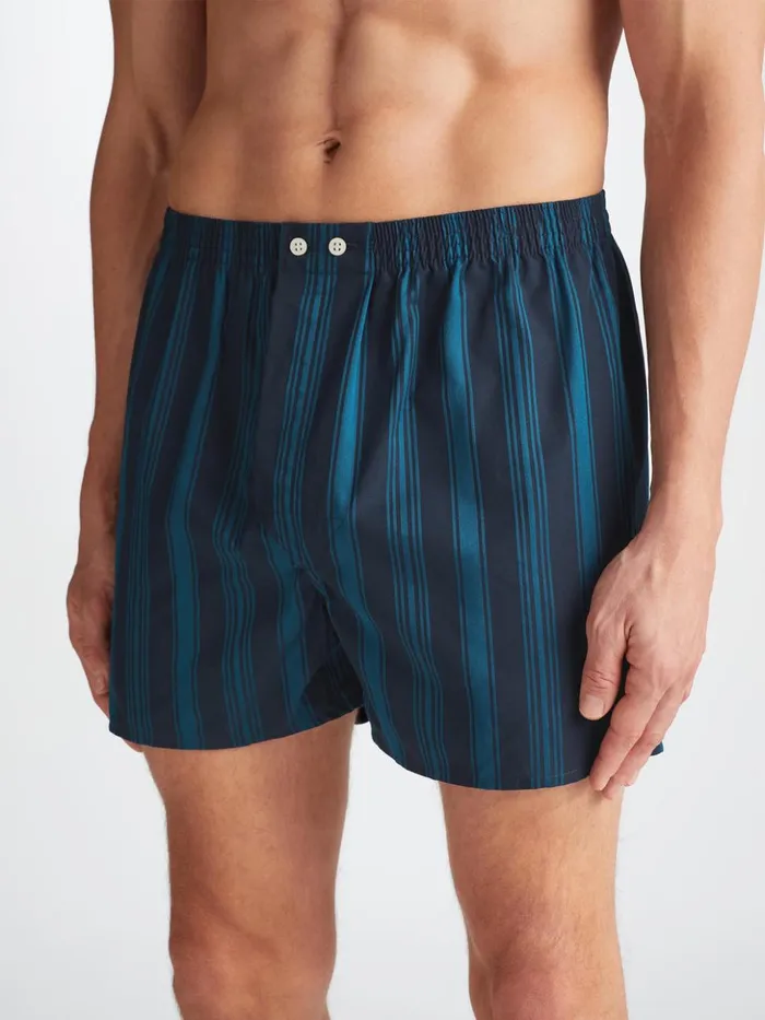Men Classic Fit Boxers Royal 222 Cotton Navy Derek Rose Classic Fit Boxer Shorts
