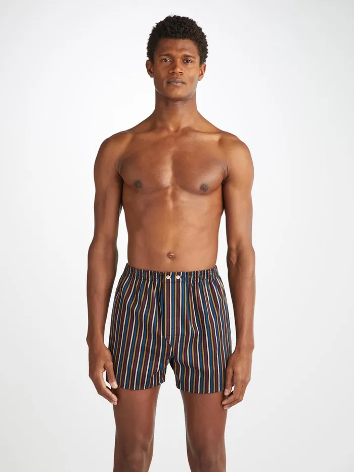 Men Classic Fit Boxers Wellington 57 Cotton Navy Derek Rose Classic Fit Boxer Shorts