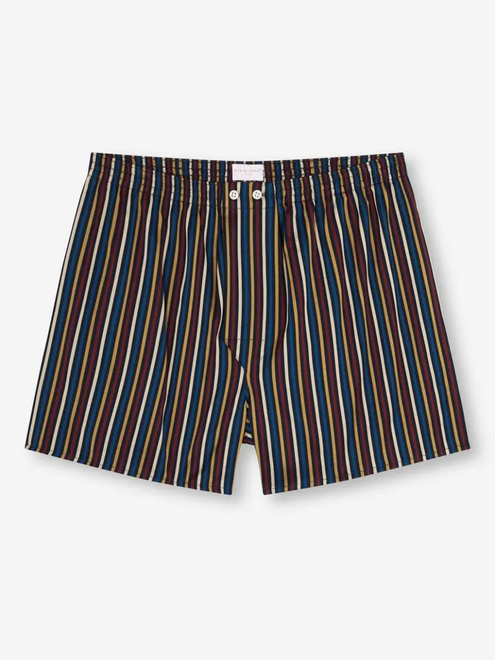 Men Classic Fit Boxers Wellington 57 Cotton Navy Derek Rose Classic Fit Boxer Shorts