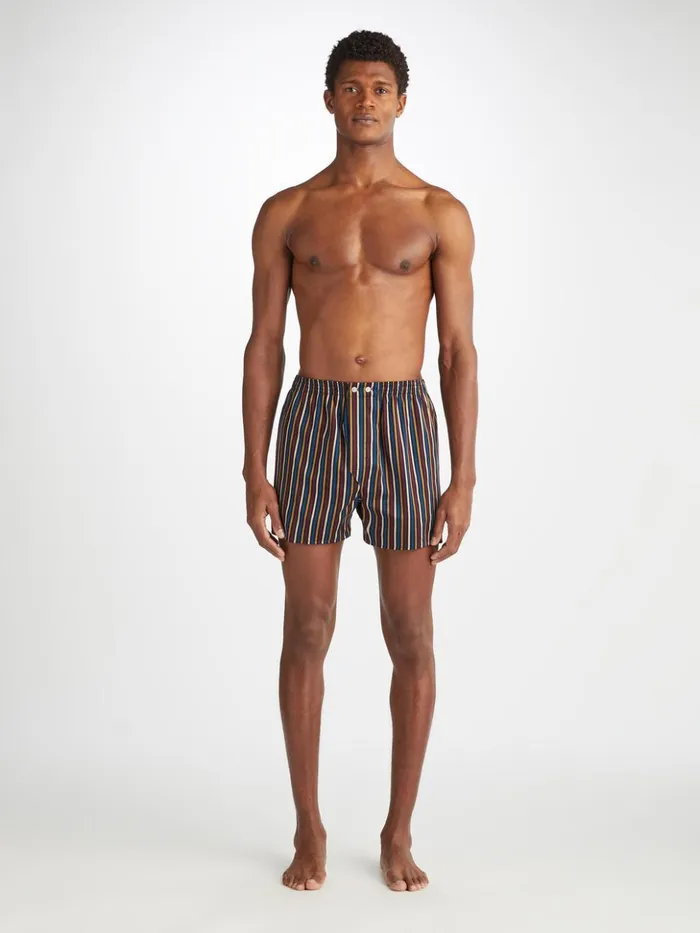 Men Classic Fit Boxers Wellington 57 Cotton Navy Derek Rose Classic Fit Boxer Shorts