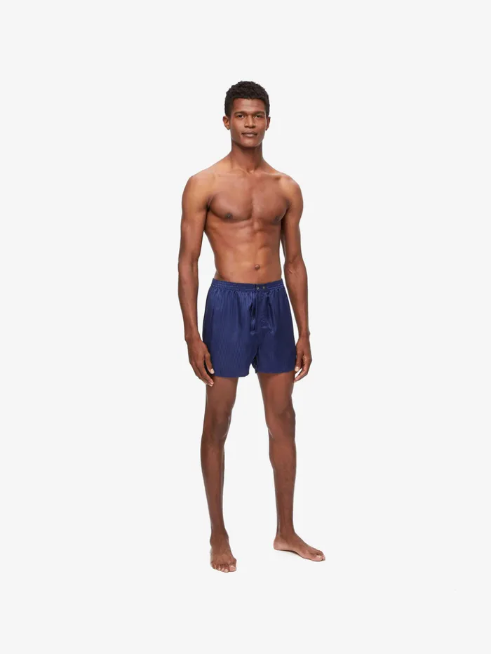 Men Classic Fit Boxers Woburn Silk Satin Navy Derek Rose Classic Fit Boxer Shorts