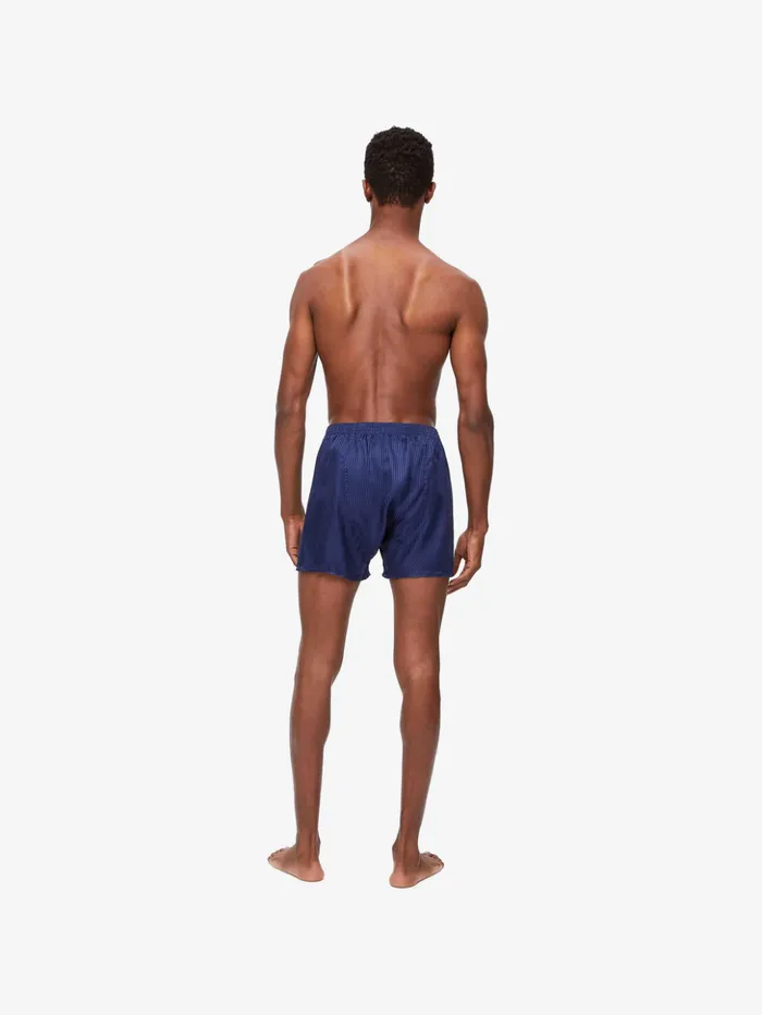 Men Classic Fit Boxers Woburn Silk Satin Navy Derek Rose Classic Fit Boxer Shorts
