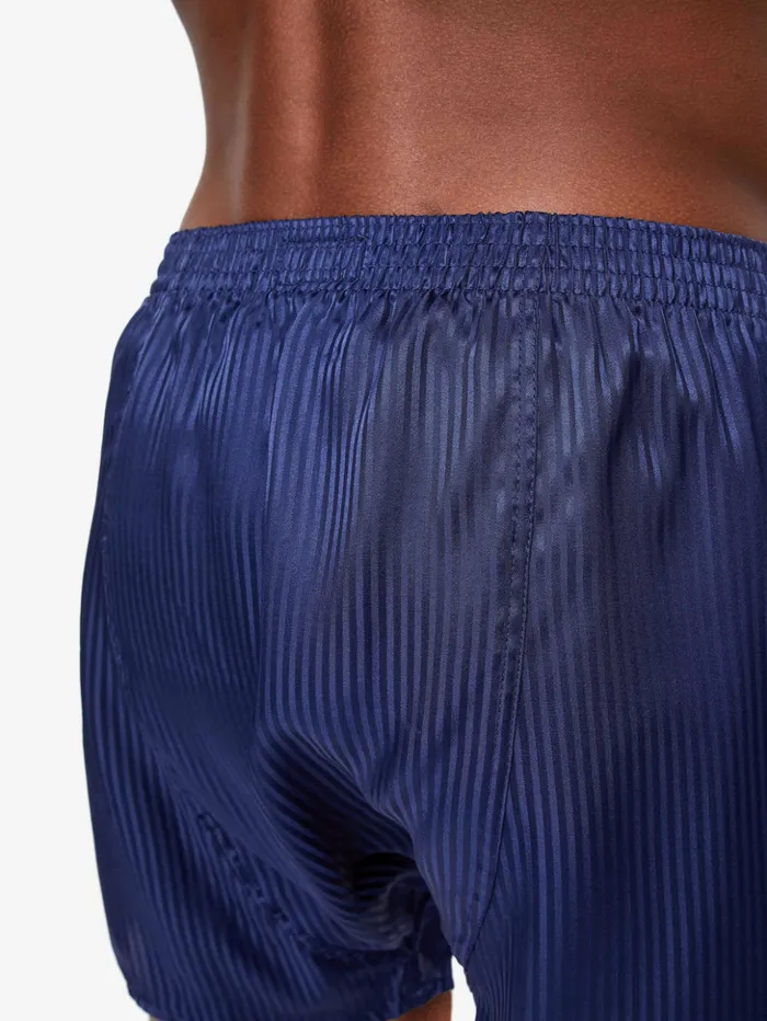 Men Classic Fit Boxers Woburn Silk Satin Navy Derek Rose Classic Fit Boxer Shorts