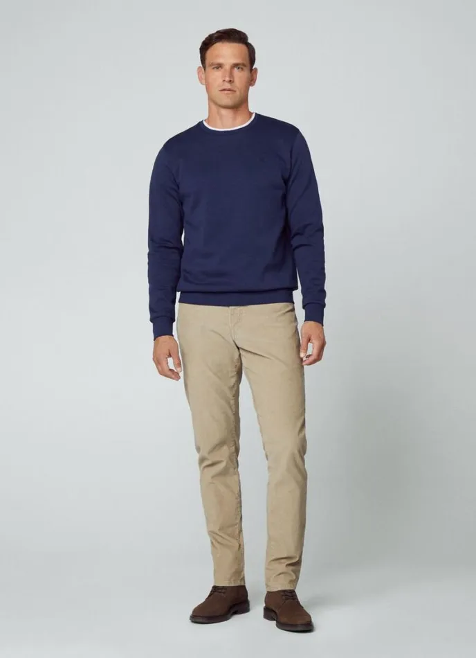 Men Classic Fit Crew Neck Sweatshirt Navy Hackett London Sweatshirts