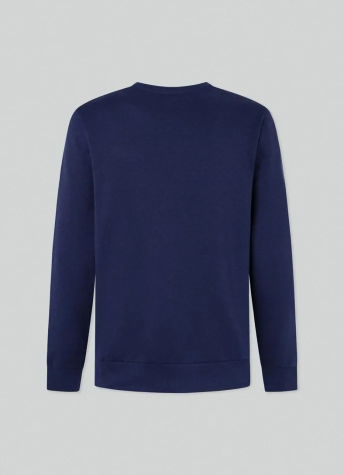 Men Classic Fit Crew Neck Sweatshirt Navy Hackett London Sweatshirts