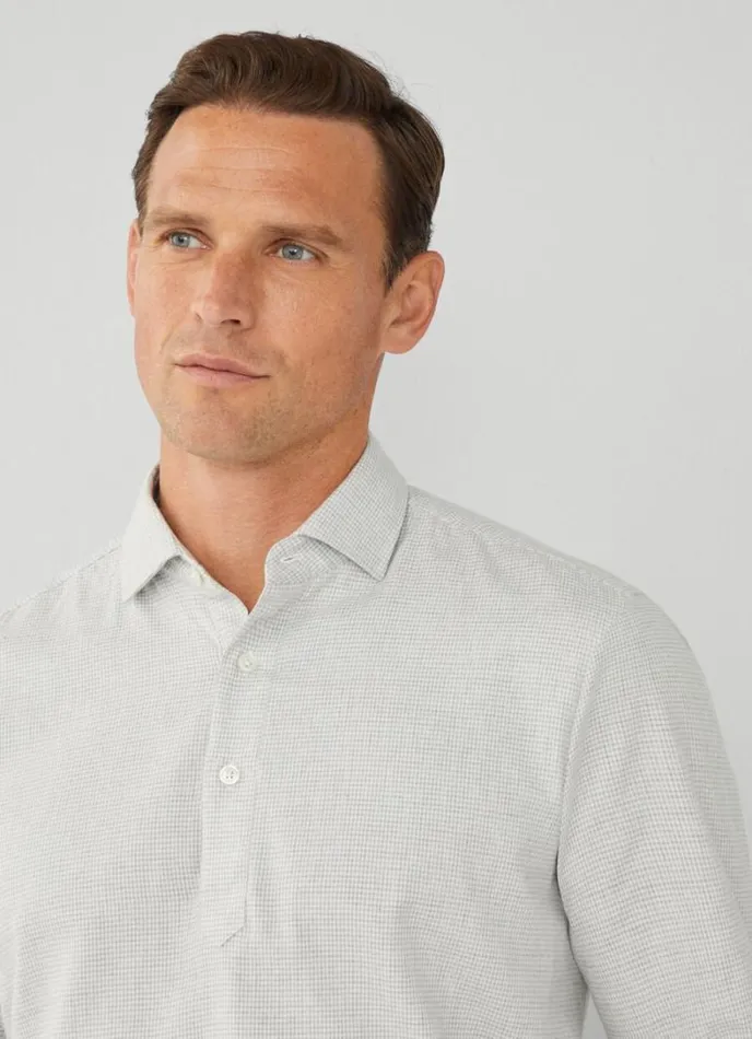 Men Classic Fit Dogtooth Shirt Greywhite Hackett London Shirts