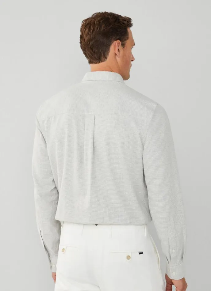 Men Classic Fit Dogtooth Shirt Greywhite Hackett London Shirts
