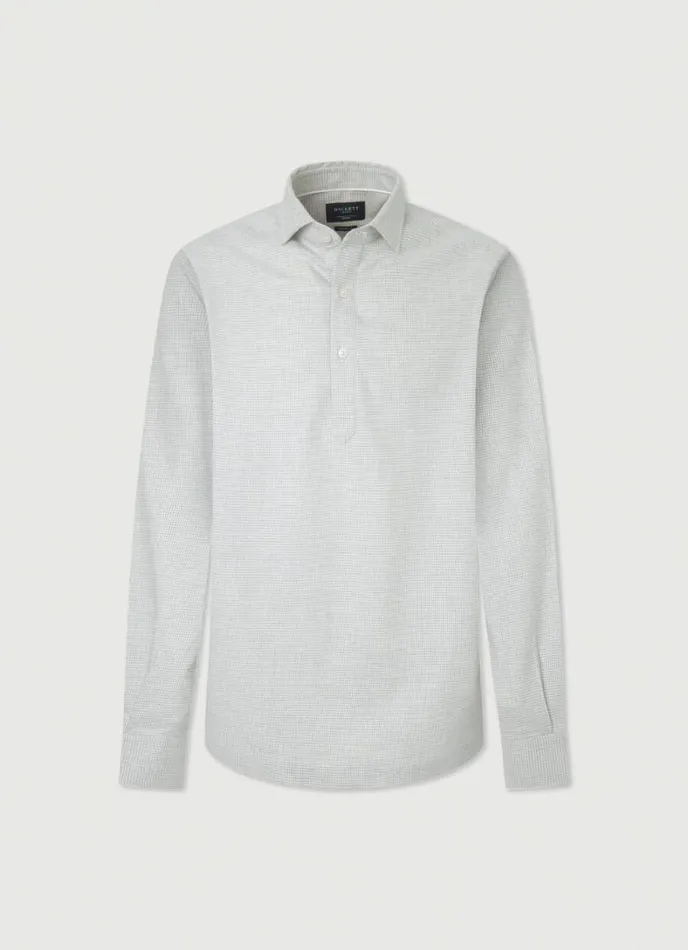 Men Classic Fit Dogtooth Shirt Greywhite Hackett London Shirts