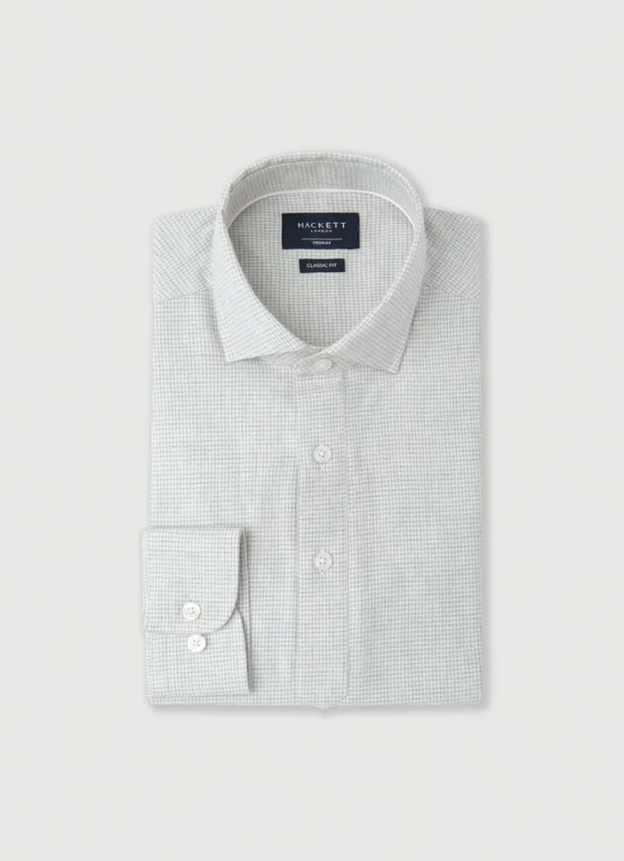 Men Classic Fit Dogtooth Shirt Greywhite Hackett London Shirts