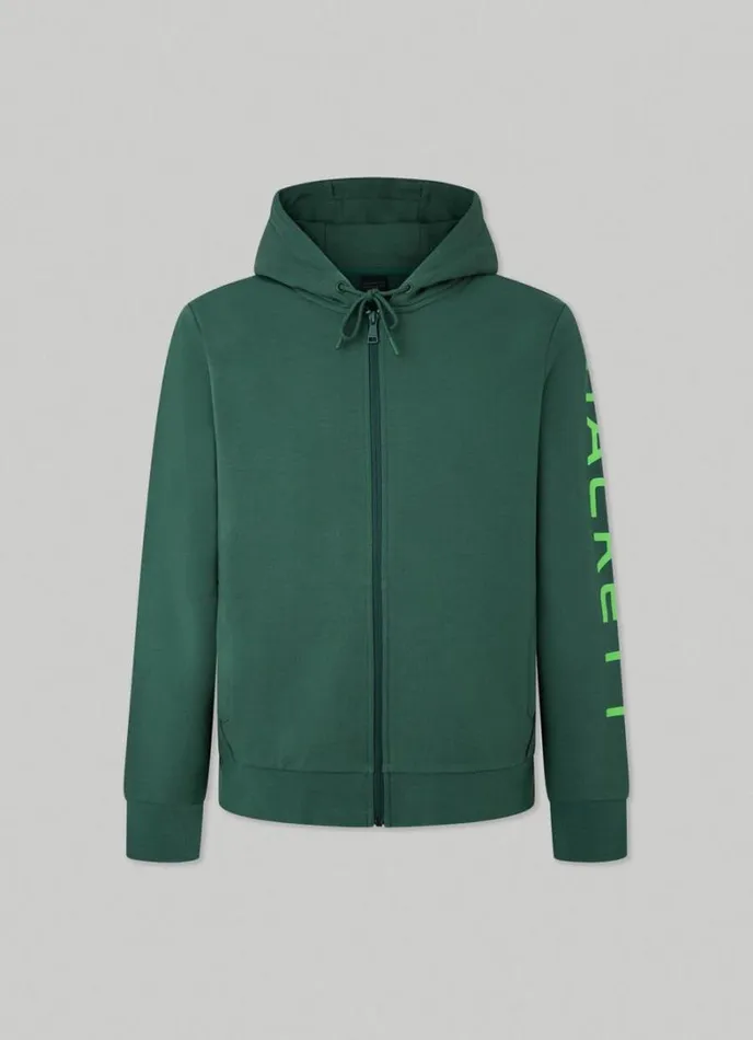 Men Classic Fit Full Zip Hoodie Greengrey Hackett London Sweatshirts