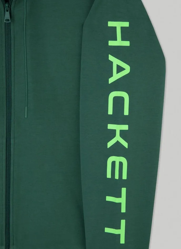 Men Classic Fit Full Zip Hoodie Greengrey Hackett London Sweatshirts