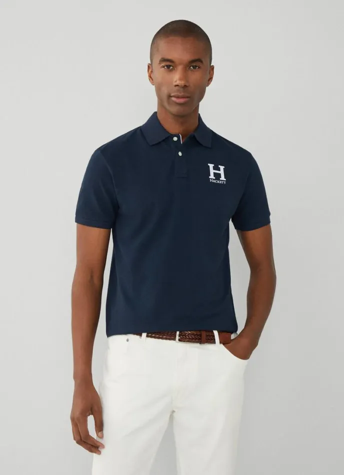 Men Classic Fit Heritage Piqu Polo Navy Hackett London Polo Shirts