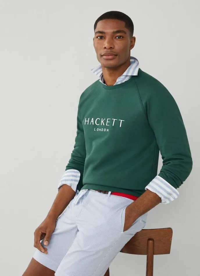 Men Classic Fit Heritage Sweatshirt Green Hackett London Sweatshirts