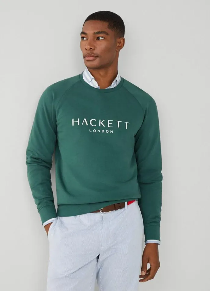 Men Classic Fit Heritage Sweatshirt Green Hackett London Sweatshirts