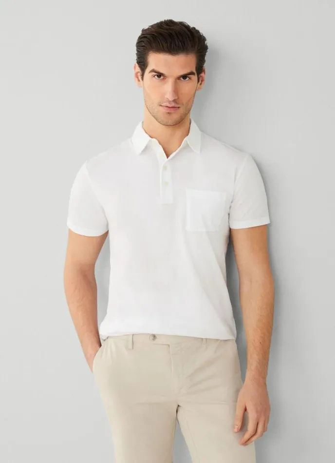 Men Classic Fit Knit Polo White Hackett London Polo Shirts