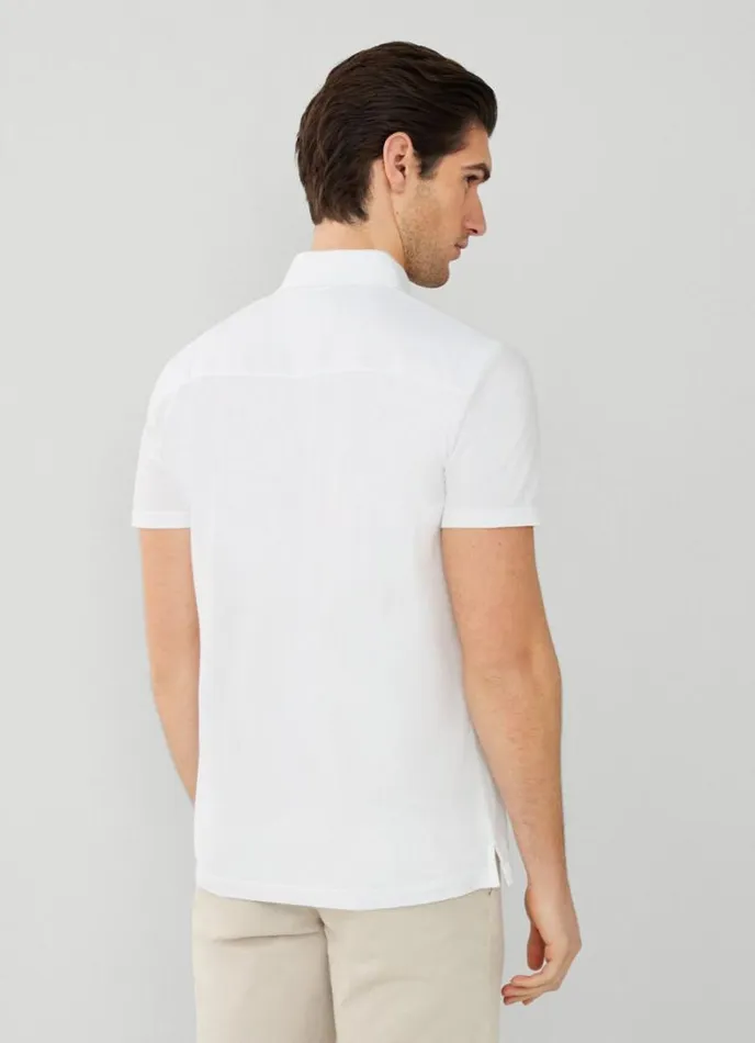 Men Classic Fit Knit Polo White Hackett London Polo Shirts
