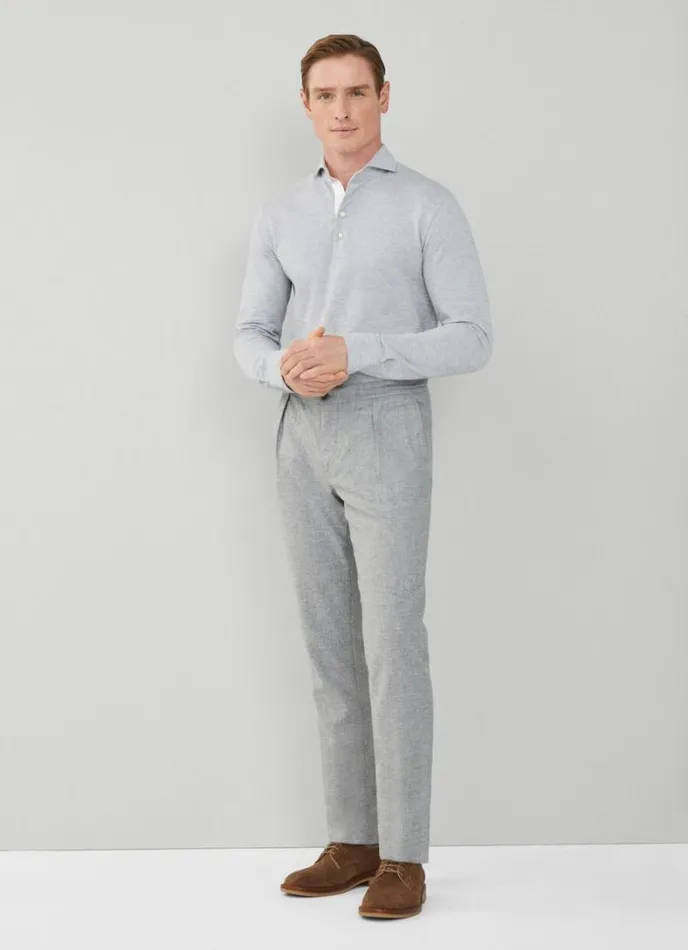 Men Classic Fit Long Sleeve Polo Shirt Cement Hackett London Polo Shirts