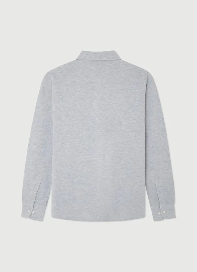 Men Classic Fit Long Sleeve Polo Shirt Cement Hackett London Polo Shirts