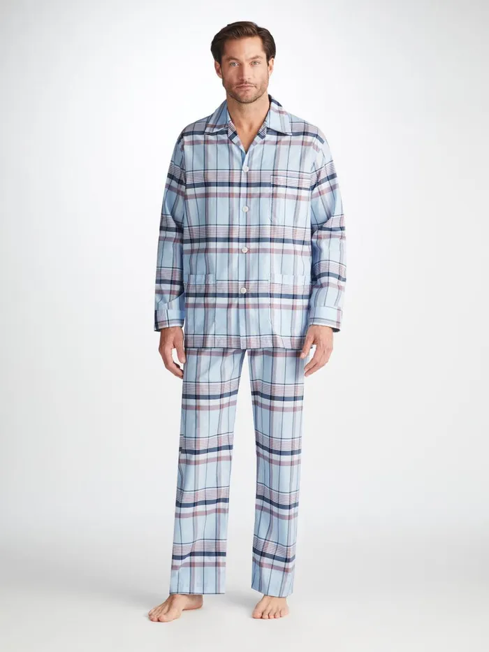 Men Classic Fit Pajamas Barker 38 Cotton Blue Derek Rose Classic Fit Pajamas