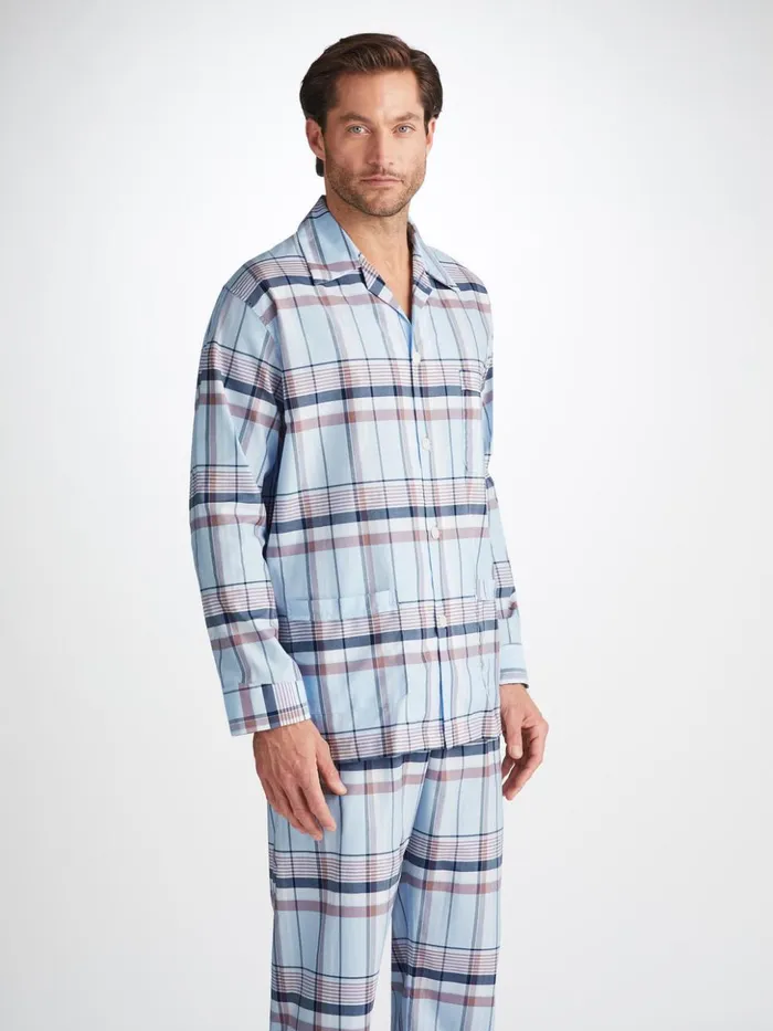 Men Classic Fit Pajamas Barker 38 Cotton Blue Derek Rose Classic Fit Pajamas