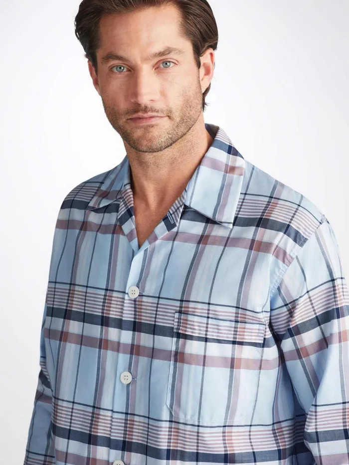 Men Classic Fit Pajamas Barker 38 Cotton Blue Derek Rose Classic Fit Pajamas