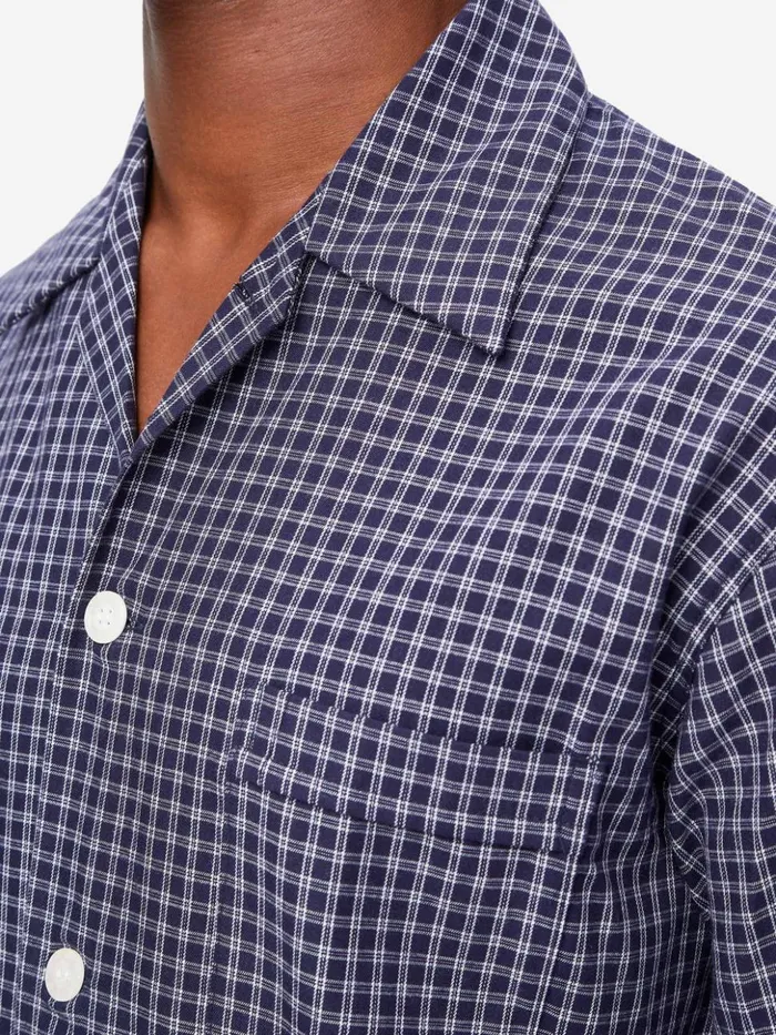 Men Classic Fit Pajamas Braemar 32 Brushed Cotton Navy Derek Rose Classic Fit Pajamas