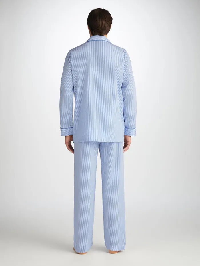 Men Classic Fit Pajamas James Cotton Blue Derek Rose Long Pajamas