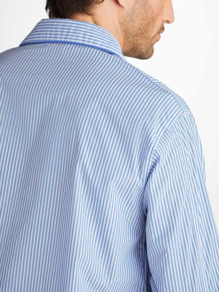 Men Classic Fit Pajamas James Cotton Blue Derek Rose Long Pajamas