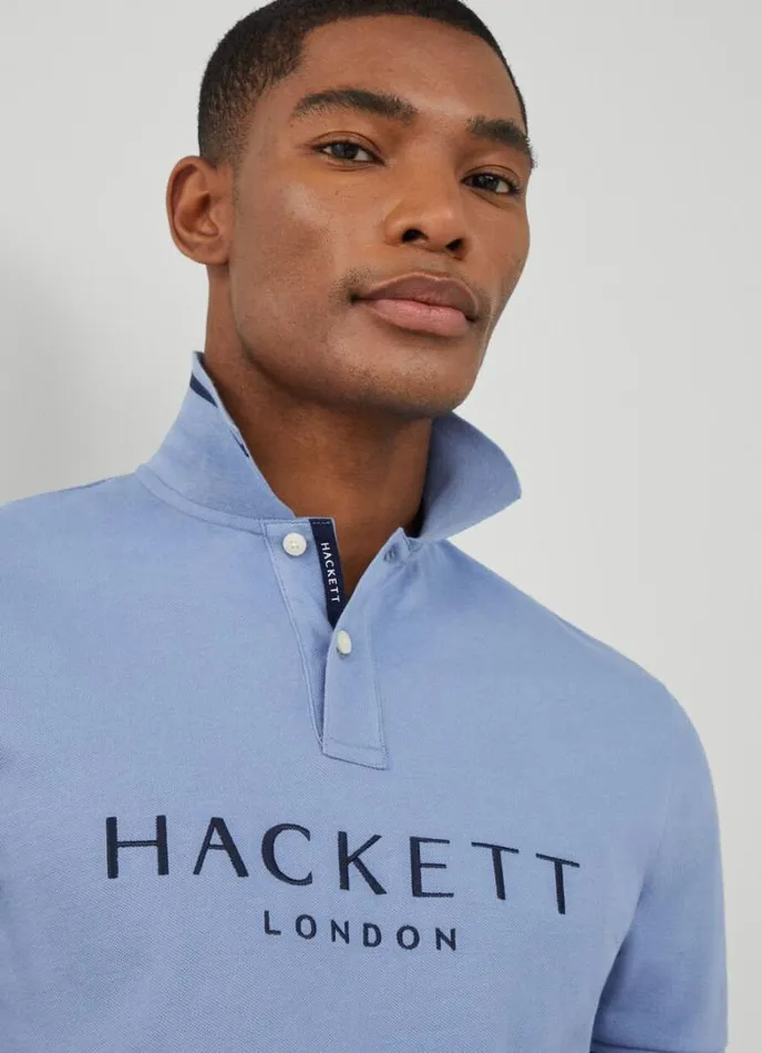 Men Classic Fit Piqu Heritage Polo Blue Hackett London Polo Shirts