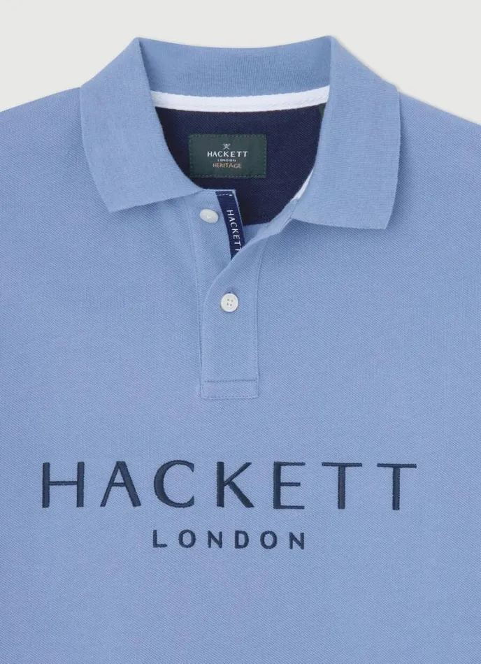 Men Classic Fit Piqu Heritage Polo Blue Hackett London Polo Shirts