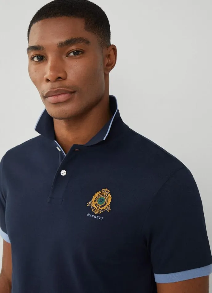 Men Classic Fit Piqu Heritage Polo Navy Hackett London Polo Shirts