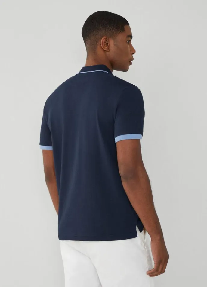 Men Classic Fit Piqu Heritage Polo Navy Hackett London Polo Shirts