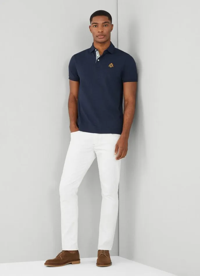 Men Classic Fit Piqu Heritage Polo Navy Hackett London Polo Shirts