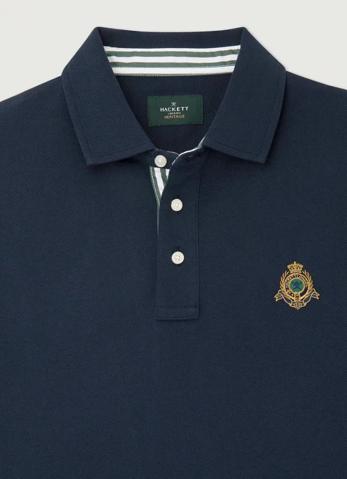 Men Classic Fit Piqu Heritage Polo Navy Hackett London Polo Shirts
