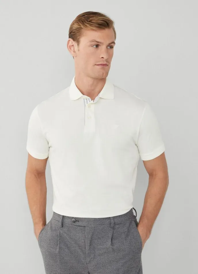 Men Classic Fit Polo Canvas White Hackett London Polo Shirts