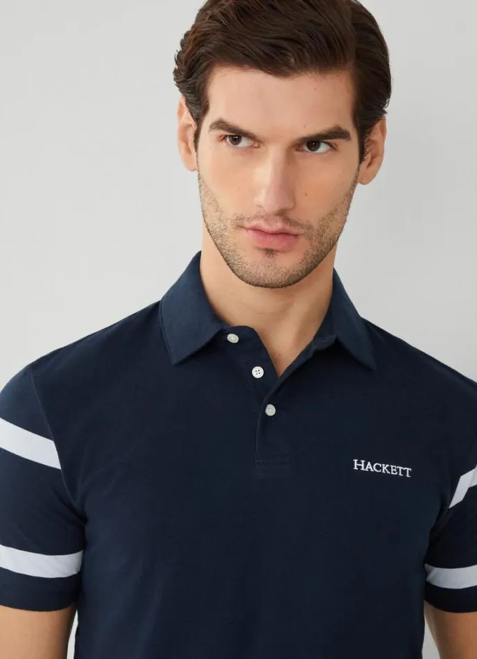 Men Classic Fit Striped Heritage Polo Navy Hackett London Polo Shirts