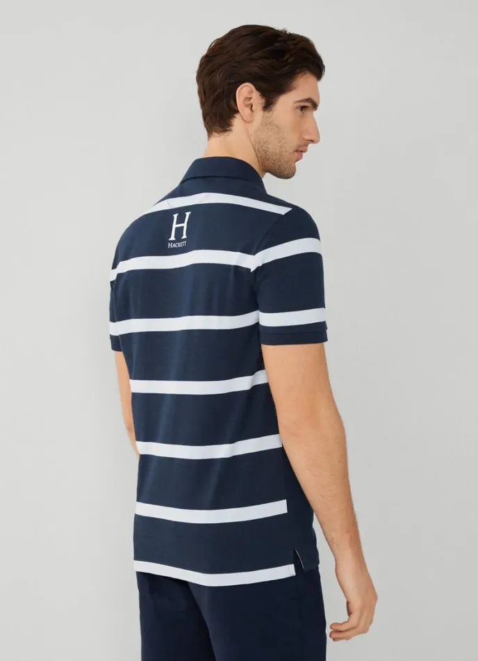 Men Classic Fit Striped Heritage Polo Navy Hackett London Polo Shirts