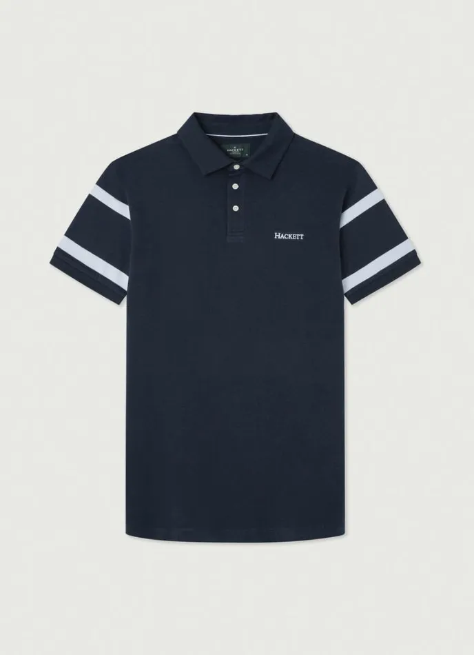 Men Classic Fit Striped Heritage Polo Navy Hackett London Polo Shirts