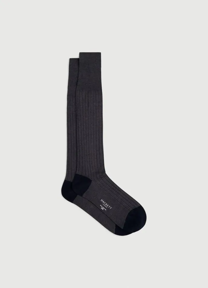 Men Extra Long Cotton Socks Charcoal Grey Hackett London Socks and Underwear