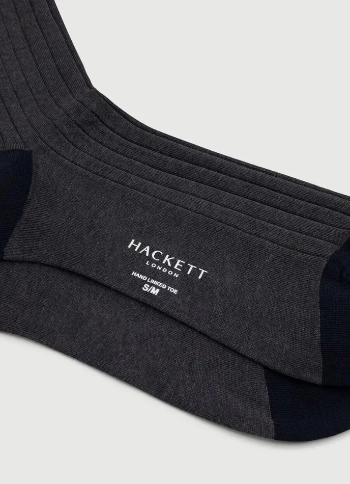 Men Extra Long Cotton Socks Charcoal Grey Hackett London Socks and Underwear