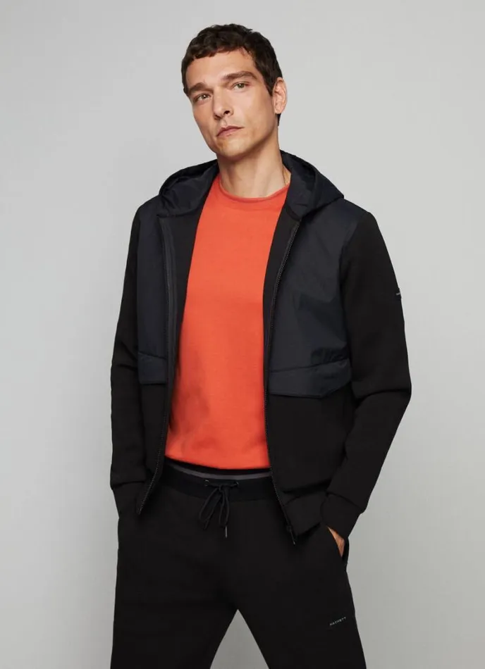Men Hackett Sport Classic Fit Jacket Black Hackett London Sweatshirts