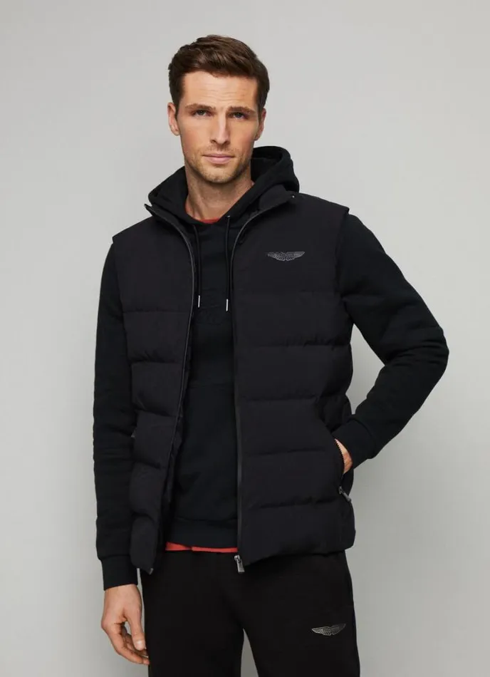 Men Hackett Sport Padded Gilet Black Hackett London Gilets