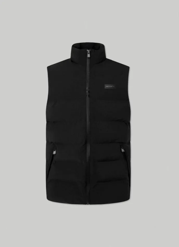 Men Hackett Sport Padded Gilet Black Hackett London Gilets