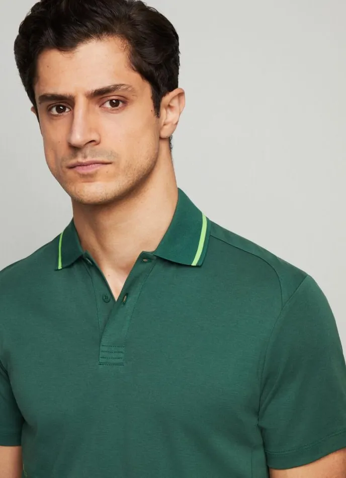 Men Hackett Sport Slim Fit Polo Greengrey Hackett London Polo Shirts