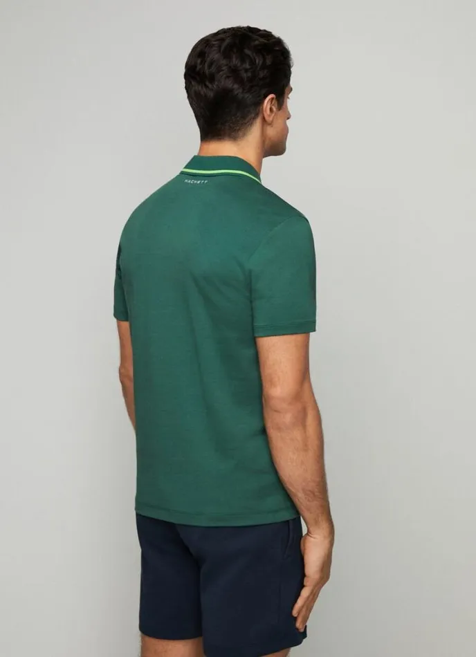 Men Hackett Sport Slim Fit Polo Greengrey Hackett London Polo Shirts