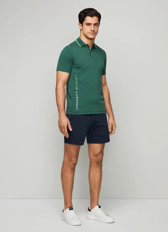 Men Hackett Sport Slim Fit Polo Greengrey Hackett London Polo Shirts