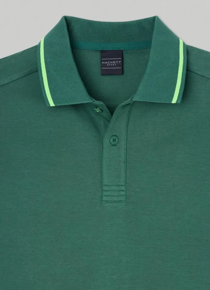 Men Hackett Sport Slim Fit Polo Greengrey Hackett London Polo Shirts