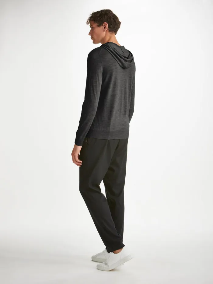 Men Hoodie Orson Merino Wool Charcoal Derek Rose Merino Sweaters and Hoodies