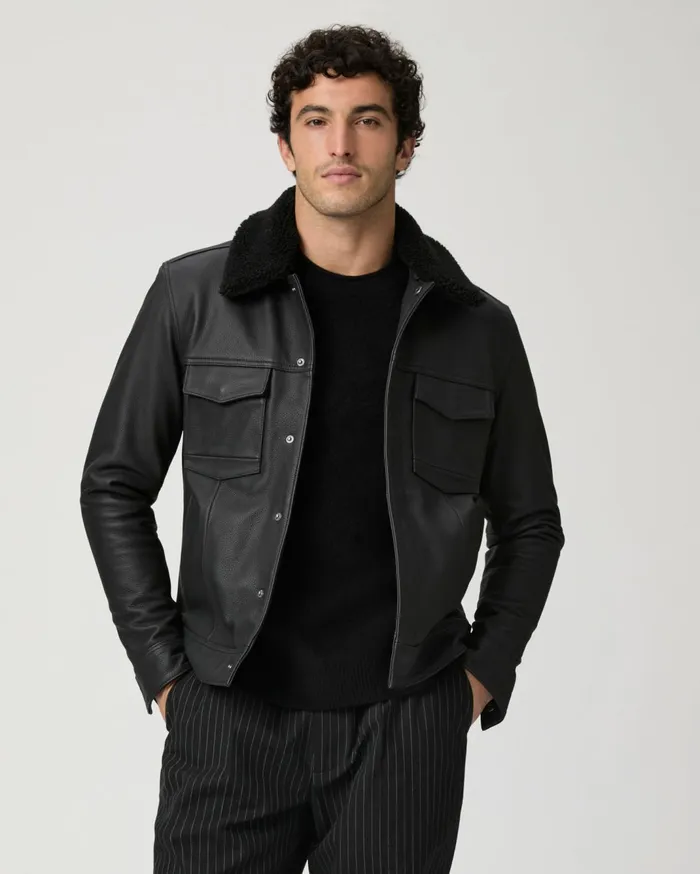 Men Jackets and Coats PAIGE Icon Capsule Pedro Jacket 8211 Black Leather