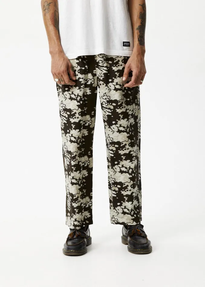 Men Jeans and Pants Afends AFENDS Mens Ninety Eights 8211 Baggy Elastic Waist Pants 8211 Earth Camo